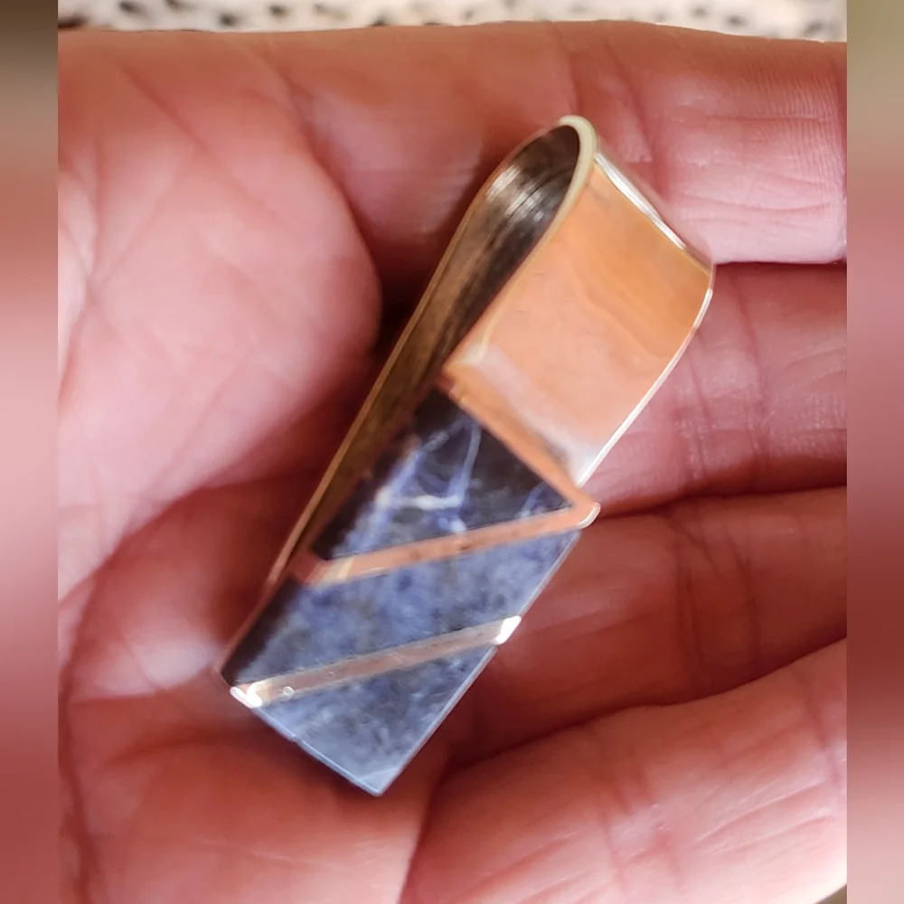 Sterling Silver Sodalite GEMSTONE Money CLIP